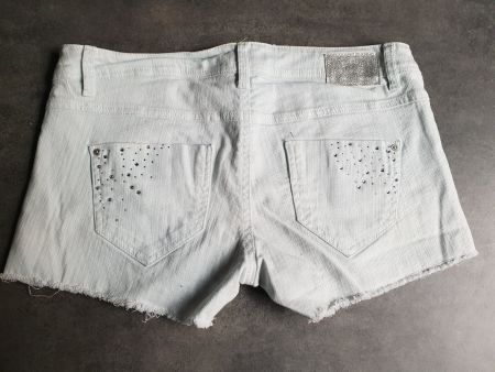 🐸 HOTPANTS / SHORTS weiss mit STRASS STEINCHEN 38