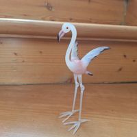 Hübsche, filigrane, mundgeblasene Flamingo Glasfigur
