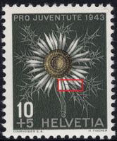 PJ - 10 Rp. Silberdistel mit Plattenfehler / ABART