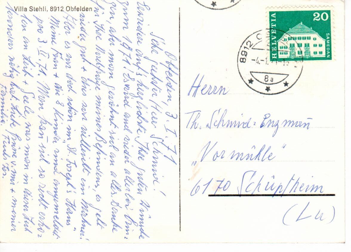 Cartoline postali: Villa Stehli - Obfelden – Usato da Wolhusen venduto da Curver9 1