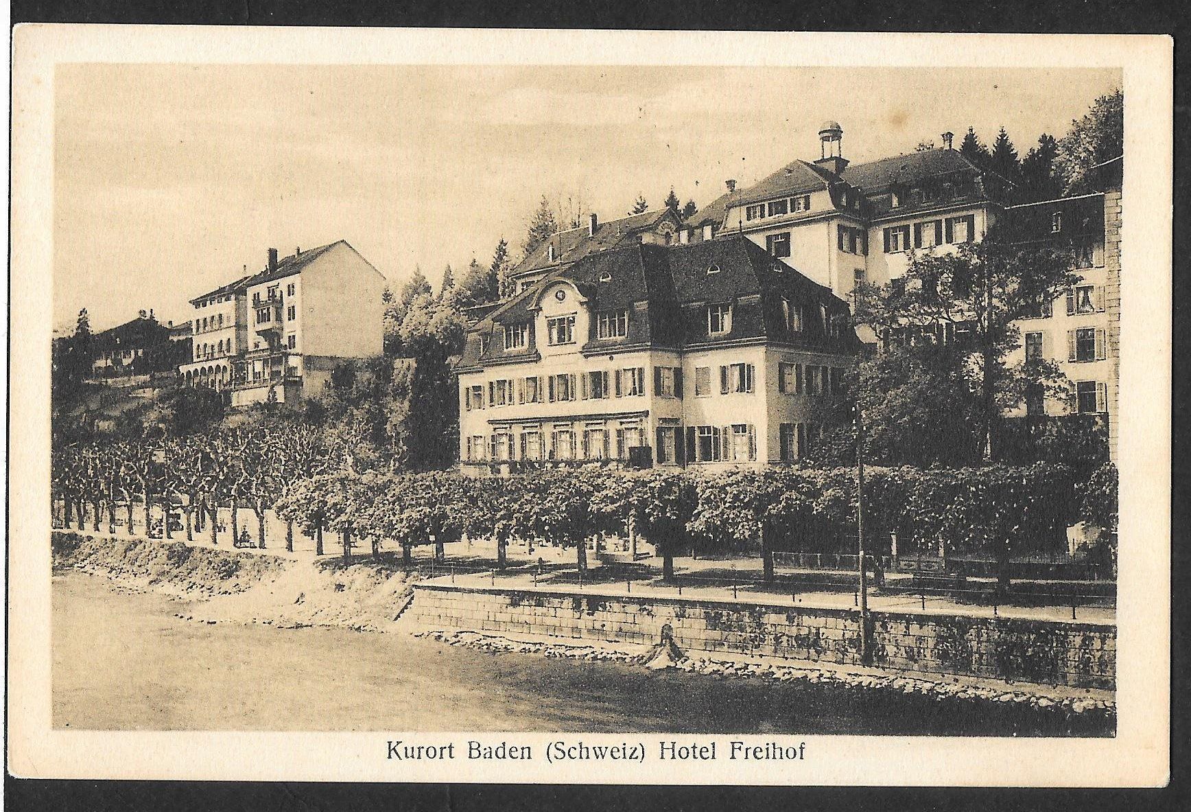 Cartoline postali: Baden Hotel Freihof – Usato da Olten venduto da clotaldi