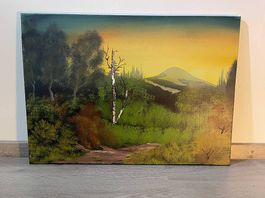 Handgemaltes Bob-Ross-Landschaftsbild 70×46 cm
