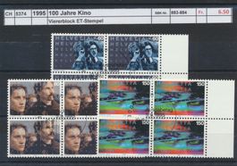 1995 "100 Jahre Kino", Viererblock, ET - Stempel