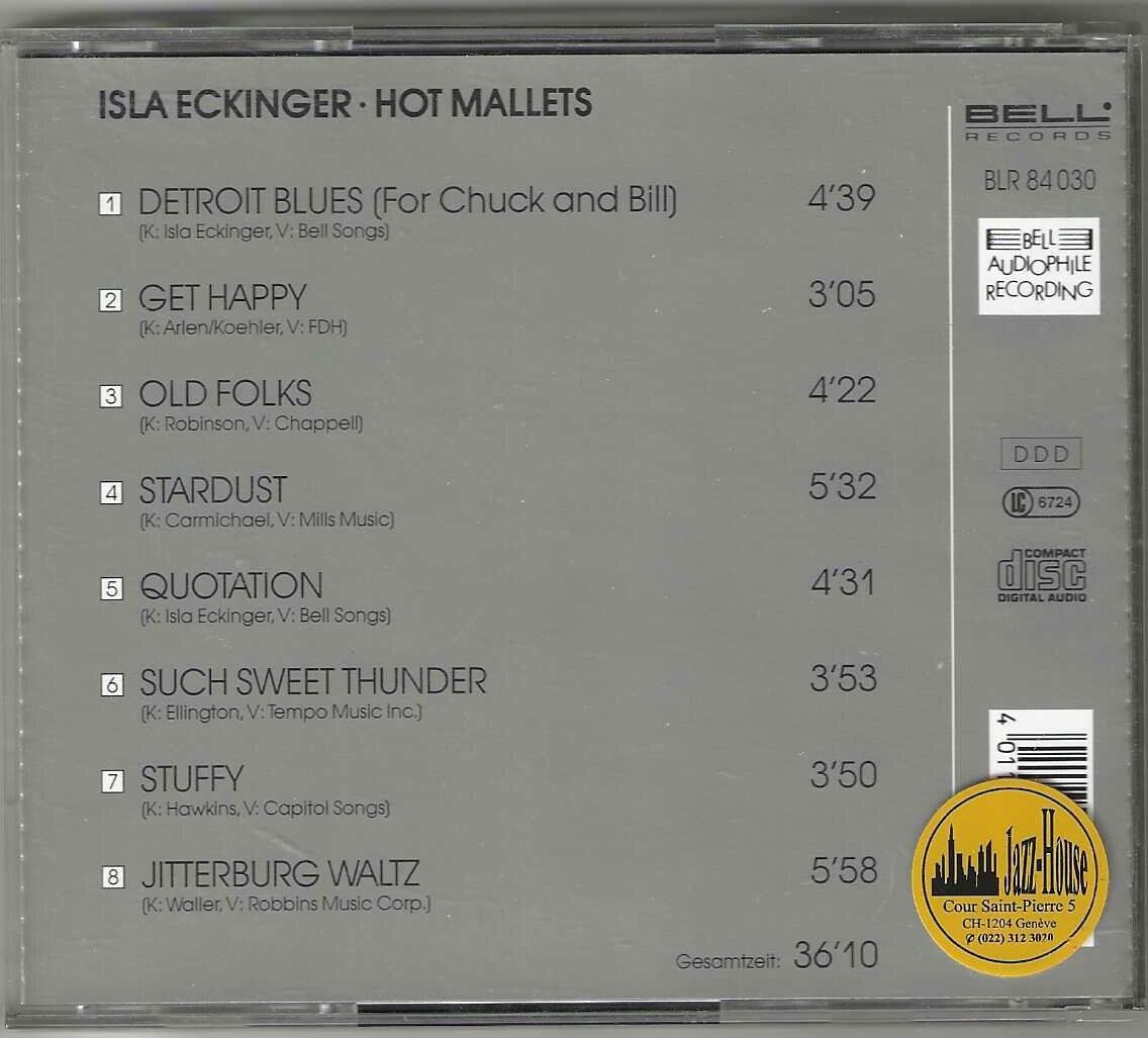CD: Isla Eckinger ‎– Hot Mallets – Usato da Genève venduto da CDLPBookS 1