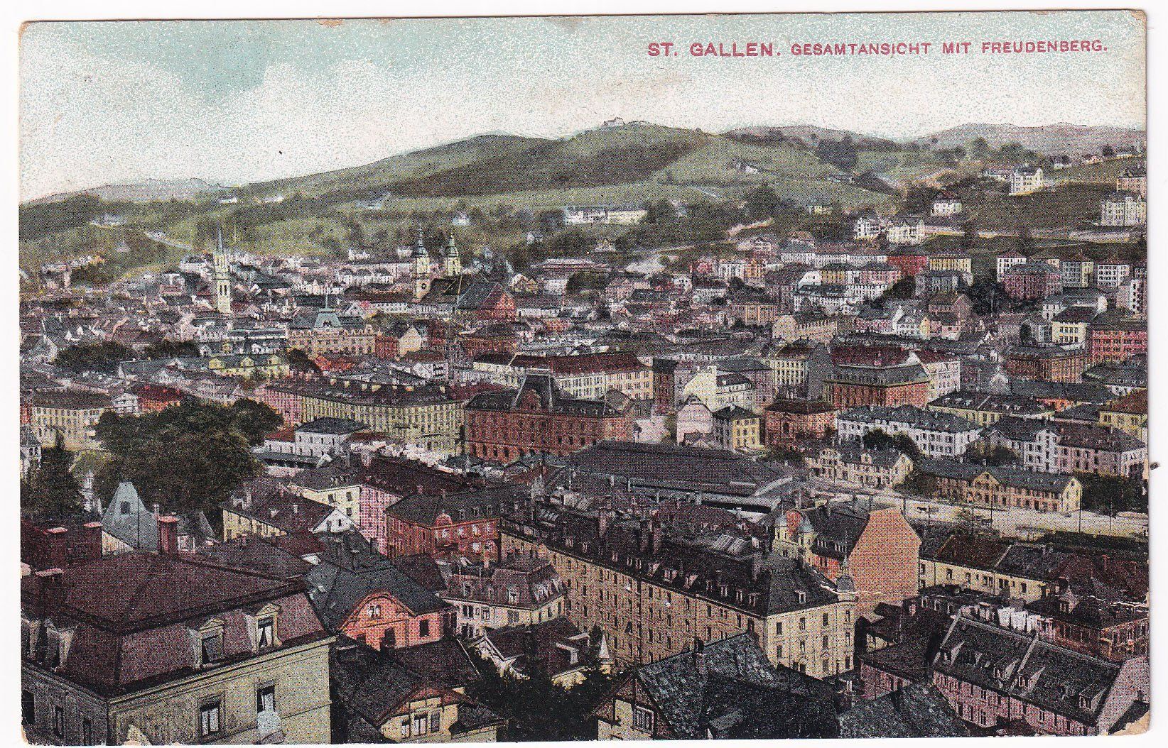 Cartoline postali: St. gallen. Gesamtansicht mit Freudenberg – Usato da Cormoret venduto da Pascalll2001