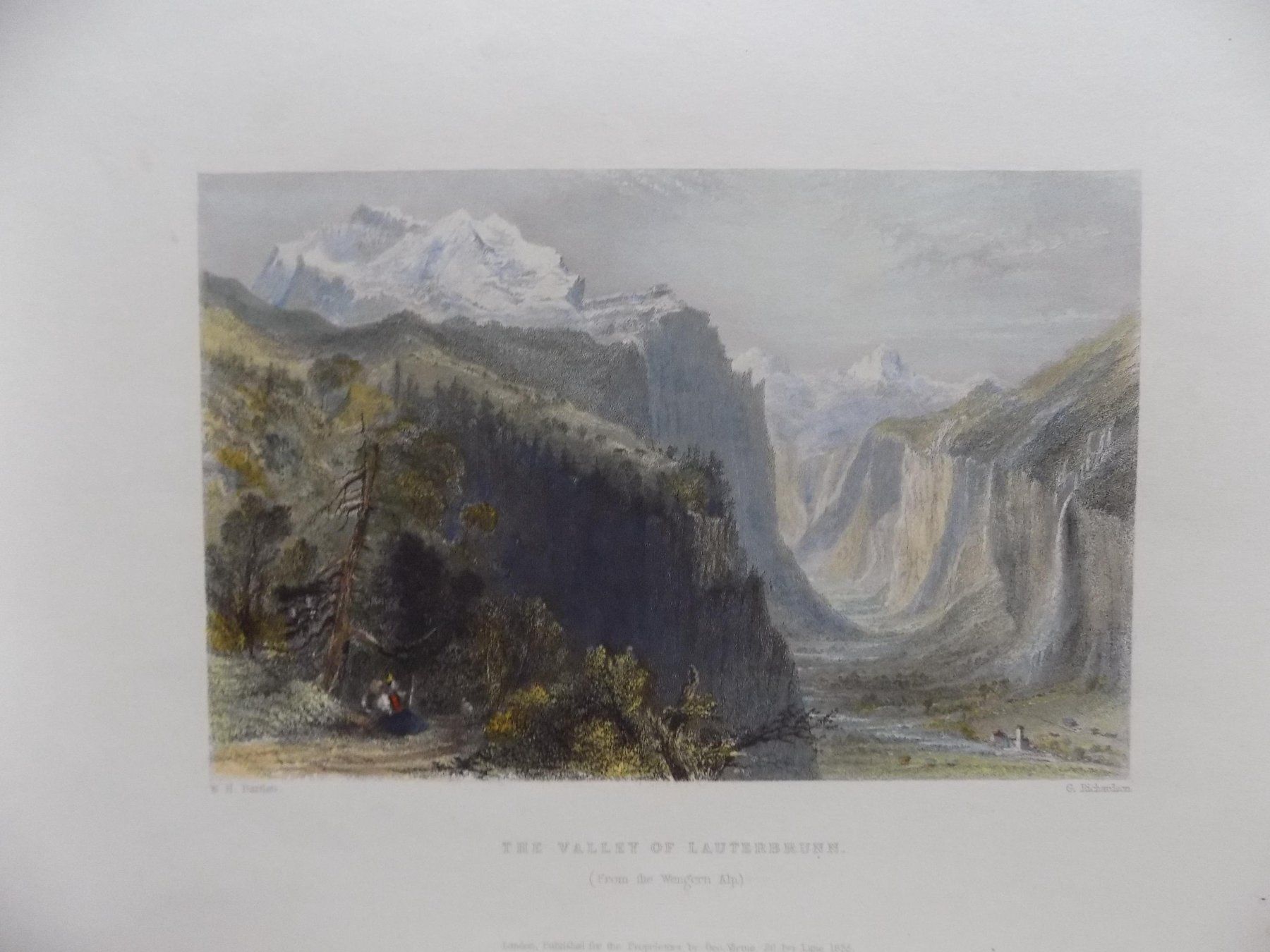 Incisioni: Lauterbrunnen Wengernalp koloriert – Usato da Risch venduto da Antikfee 1