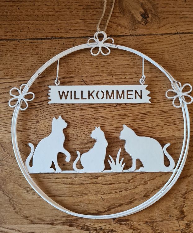 Lustiges Katzen Willkommensschild – Holz, 29x19 Cm, „Cats Welcome People Tolerated“