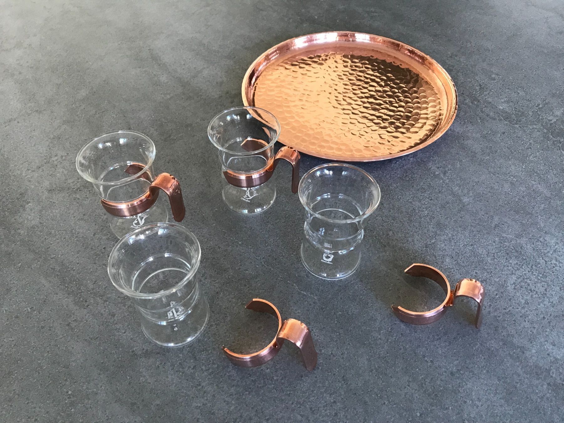 Tazze: 4 tasses Nilsjohan + plateau cuivre – Usato da Locarno venduto da Michel840211 1