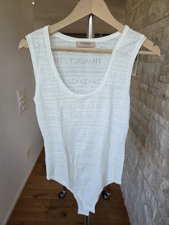 TWINSET Milano Strick-Body / Top | Weiss, Gr. M | Ungetragen