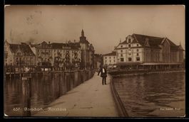 AK Rorschach, Kornhaus, von der Brücke gesehen