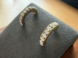 Vintage Goldfarbe Creolen mit Strasssteinen