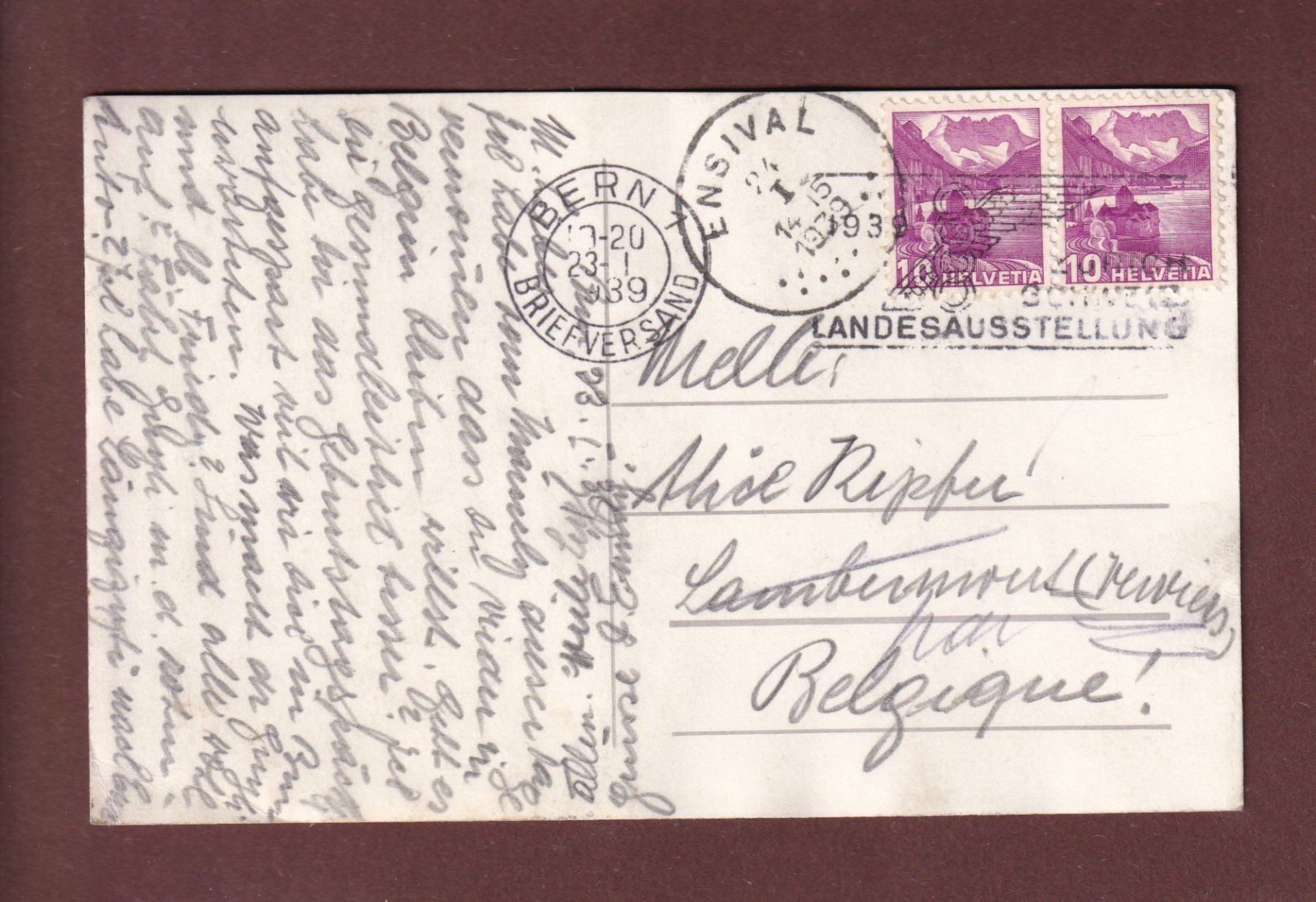 Cartoline postali: BERN - Restaurant Della Casa - 1939 – Usato da Pully venduto da nicecards-shop 1