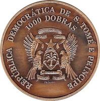 Gedenkmünz-Karte, São Tomé e Príncipe 1000 Dobras