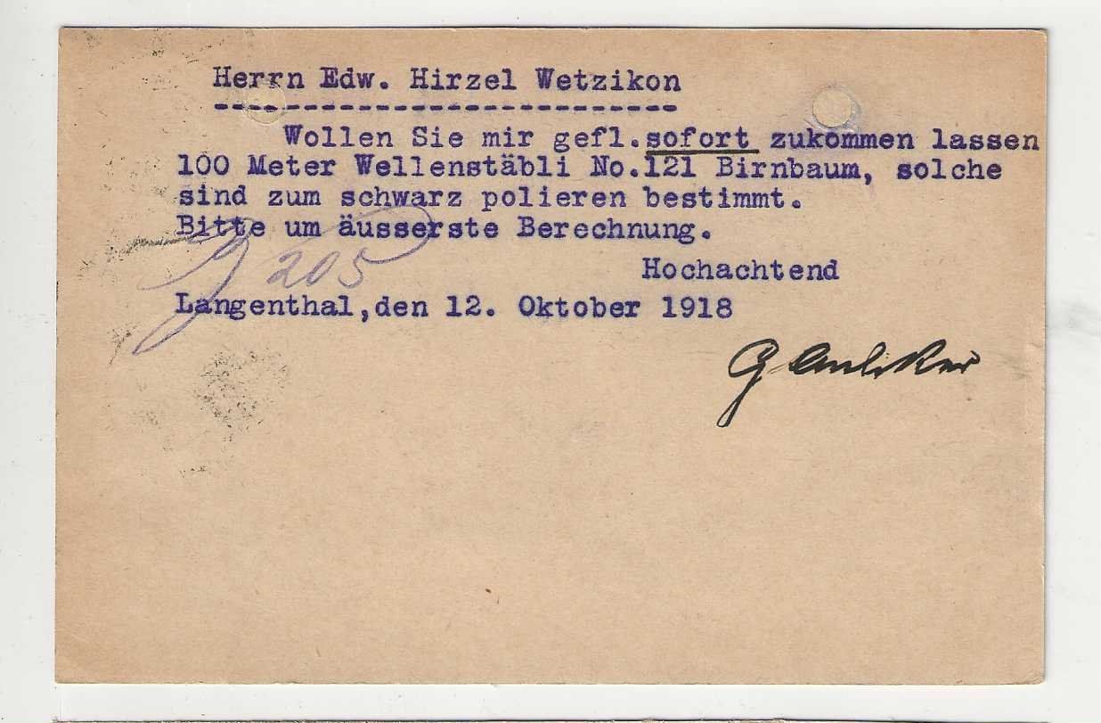 Cartoline postali: Langenthal, 1918, Litho – Usato da Spiez venduto da Niesen20 1