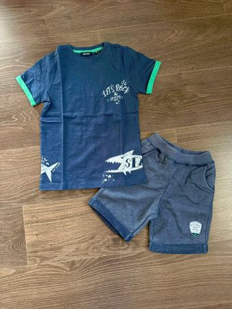 Kleiderset Jungs T-Shirt + Shorts, Blau, Grösse 122
