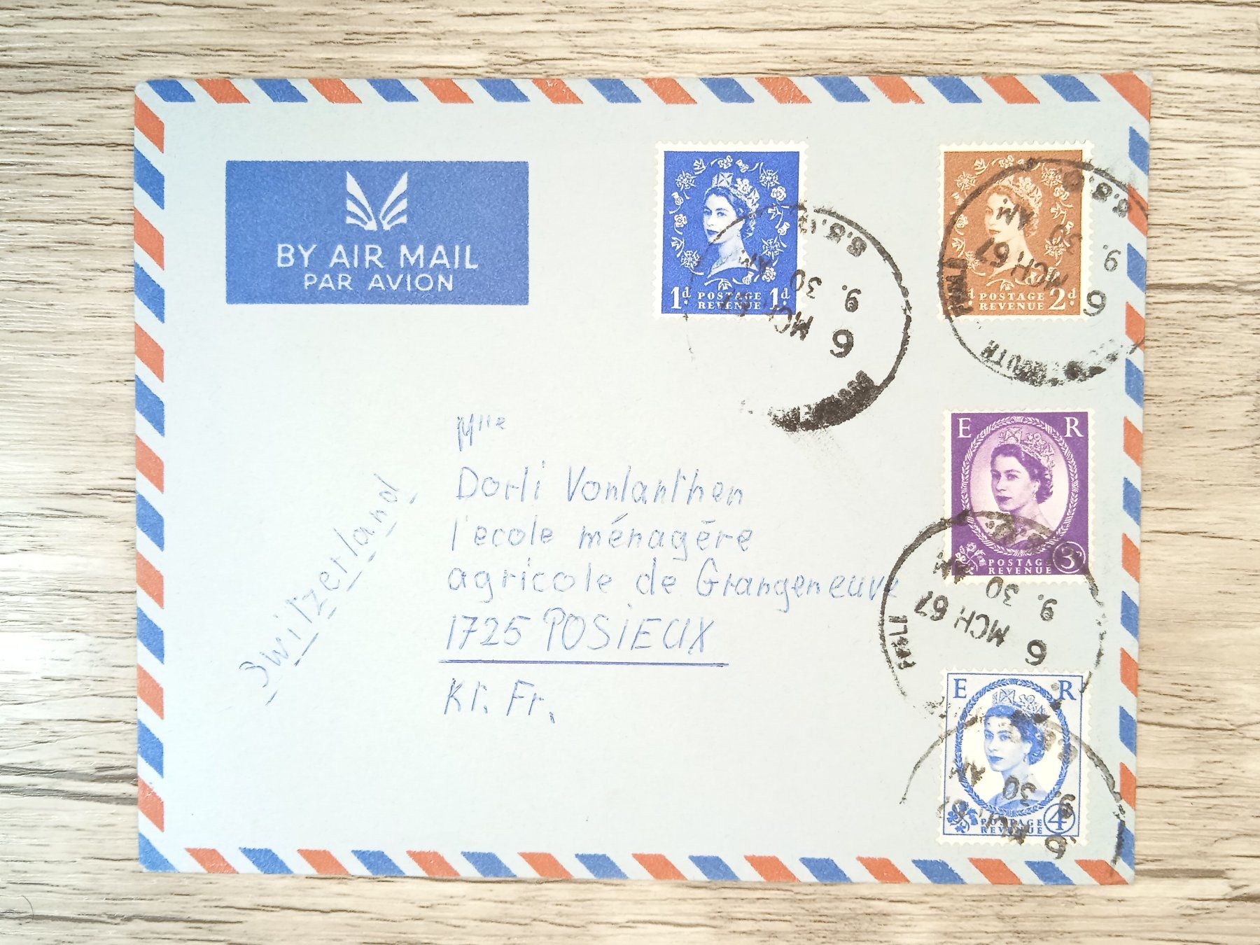 Tutti i francobolli: TR63 Enveloppe + Timbre England 1967 – Usato da Cousset venduto da Patrick_Collections