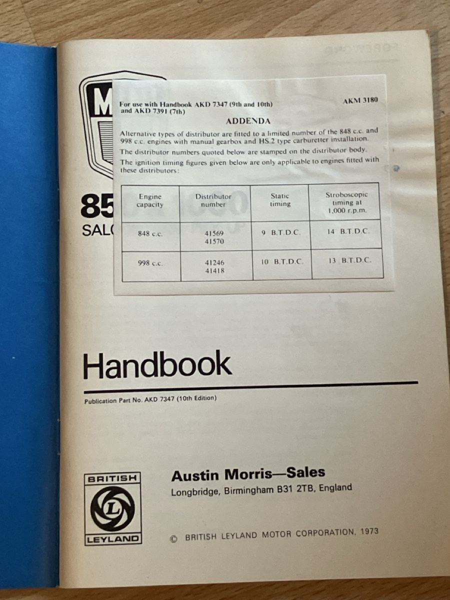 Mini Documenti: Mini 850 + 1000 Handbook 1973 – Usato da Zürich venduto da Classic_Collection_Zurich 1