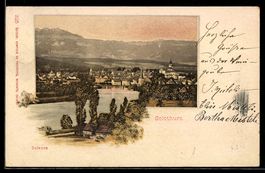 AK Solothurn, Stadtansicht mit Fluss, Brücke und Kirchen