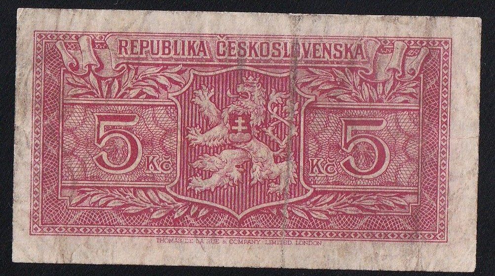 Banknoten: Tschechoslowakei 5 Korun 1945 – Gebraucht aus Brugg AG von banknoten_muesli 1