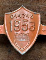 Velonummer Vaude / Waadt Schweiz 1953 Kanton Waadt Vaude