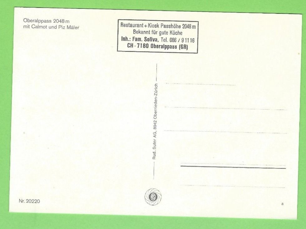 Cartoline postali: Oberalppass – Usato da Zürich venduto da t24_de 1