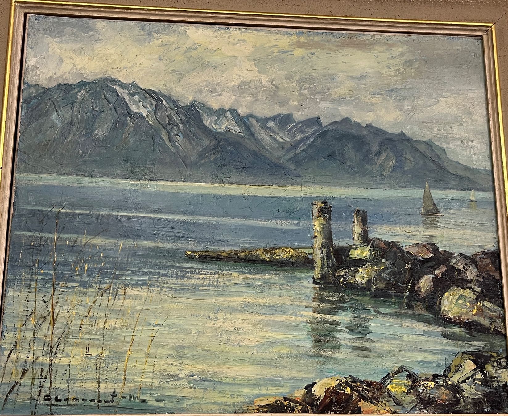 Dipinti: Oelbild :  Max Clement  "Genfersee bei Montreux" – Usato da Stetten AG venduto da Brissago25 1