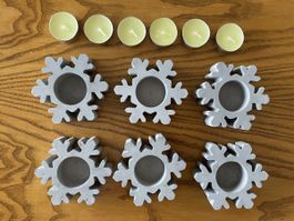 Porte-bougies Flocon de neige + Bougies Fruit de la passion