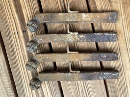 2 paar antike spezielle Fensterladenrückhalter, Töggel,