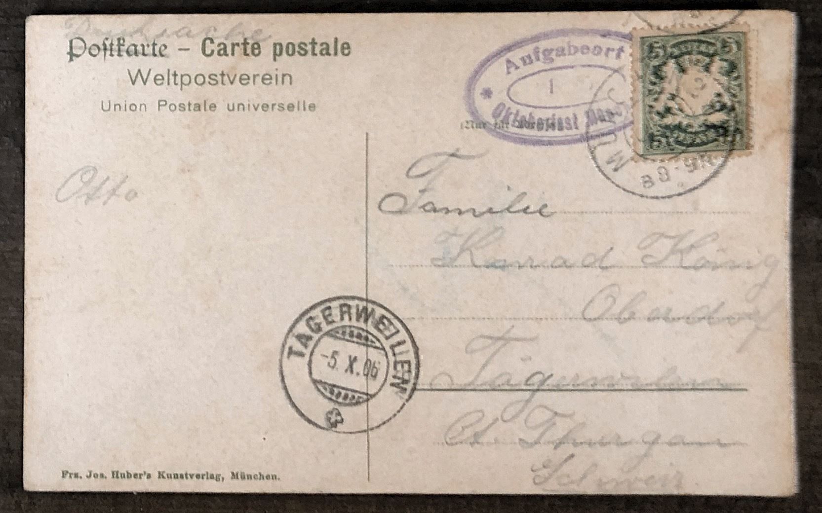 Cartoline postali: uralte Karte OKTOBERFEST mit Stempel – Usato da Lufingen venduto da Rac0 1