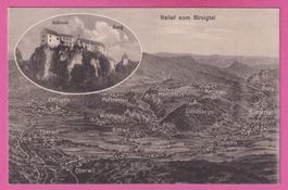 Relief vom Birsigtal 2-Bild Karte mit Schloss in Burg