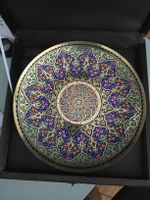 Grande assiette décorative persane – Minakari / émail peint 