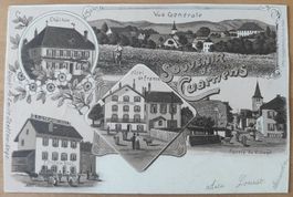 Schwarzweiss Litho Souvenir de Cuarnens um 1900