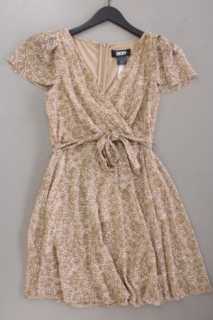 DKNY Chiffonkleid Gr. 34 Kurzarm braun