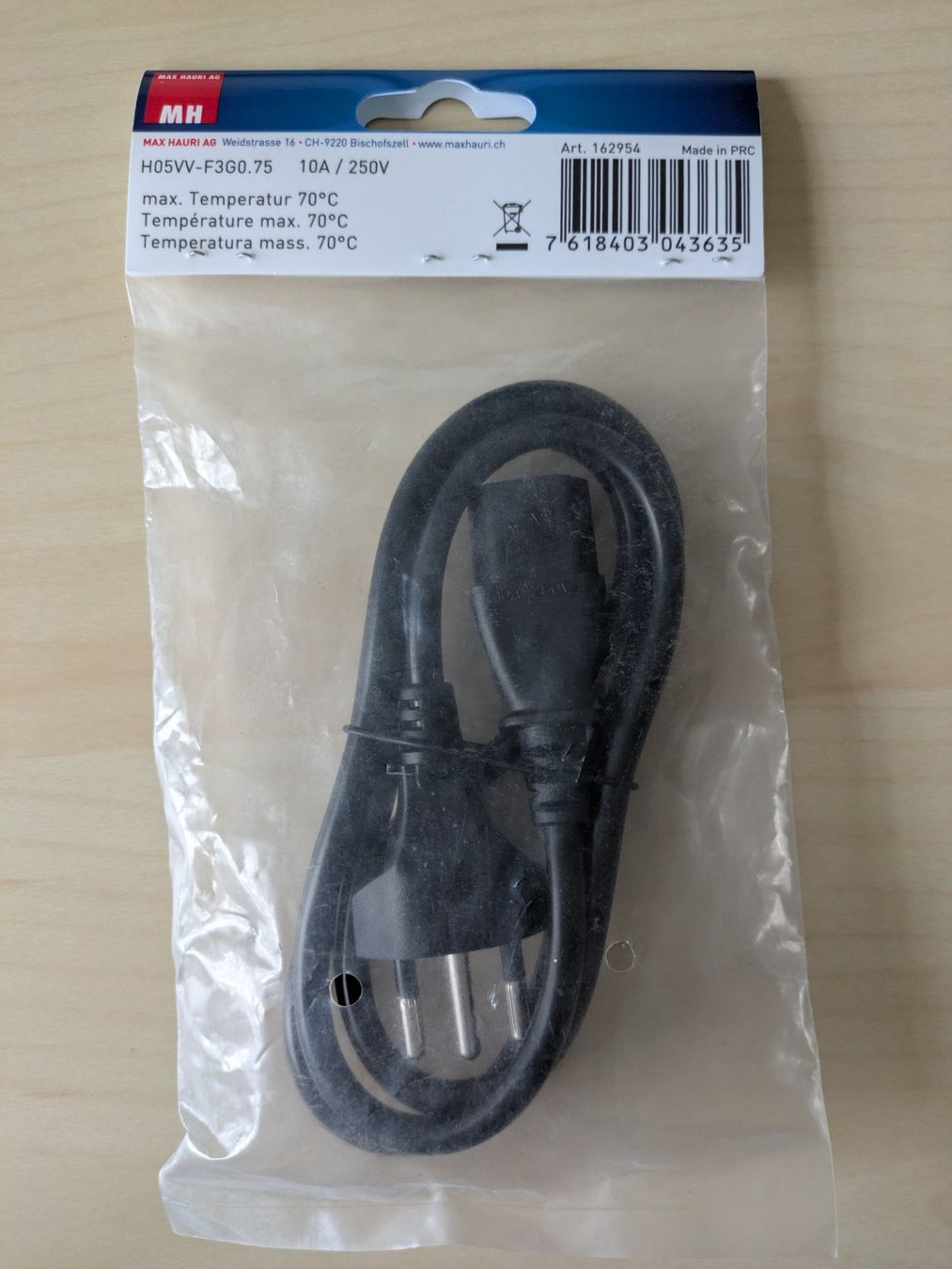 Cavi: TD-Apparatekabel Netzkabel C13 Typ 12 Max Hauri 1m – Nuovo e nell'imballaggio originale da Zürich venduto da ms993 2