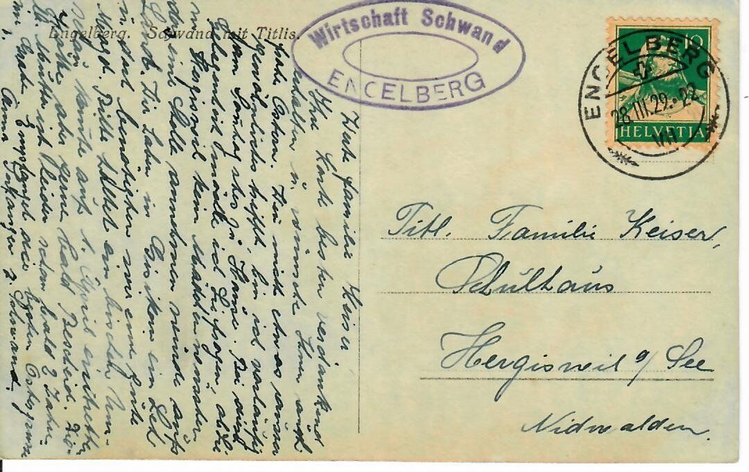 Cartoline postali: Wirtschaft Schwand Engelberg 1929 – Usato da Hochdorf venduto da Ziegel-16 1