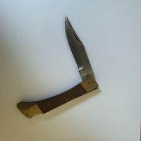 Pocket Knife Wood Handle Brass Bolsters
