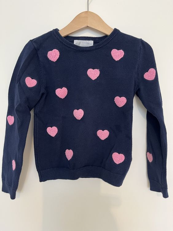 H&M Pullover, 98/104, Dunkelblau mit Herzen 🩷 (Gebraucht) in