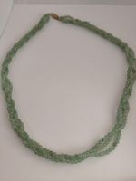 Dreireihige Halskette mit gruenen Echtstein Perlen 60cm