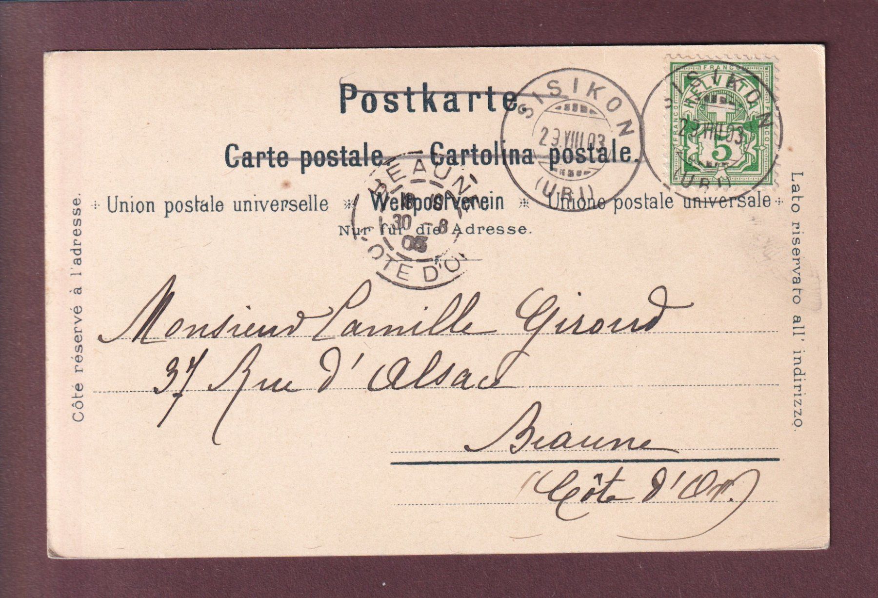 Cartoline postali: TELLSKAPELLE Wandgemälde - 1903 – Usato da Pully venduto da nicecards 1