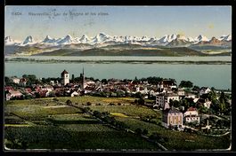AK Neuveville, Lac de Bienne et les alpes