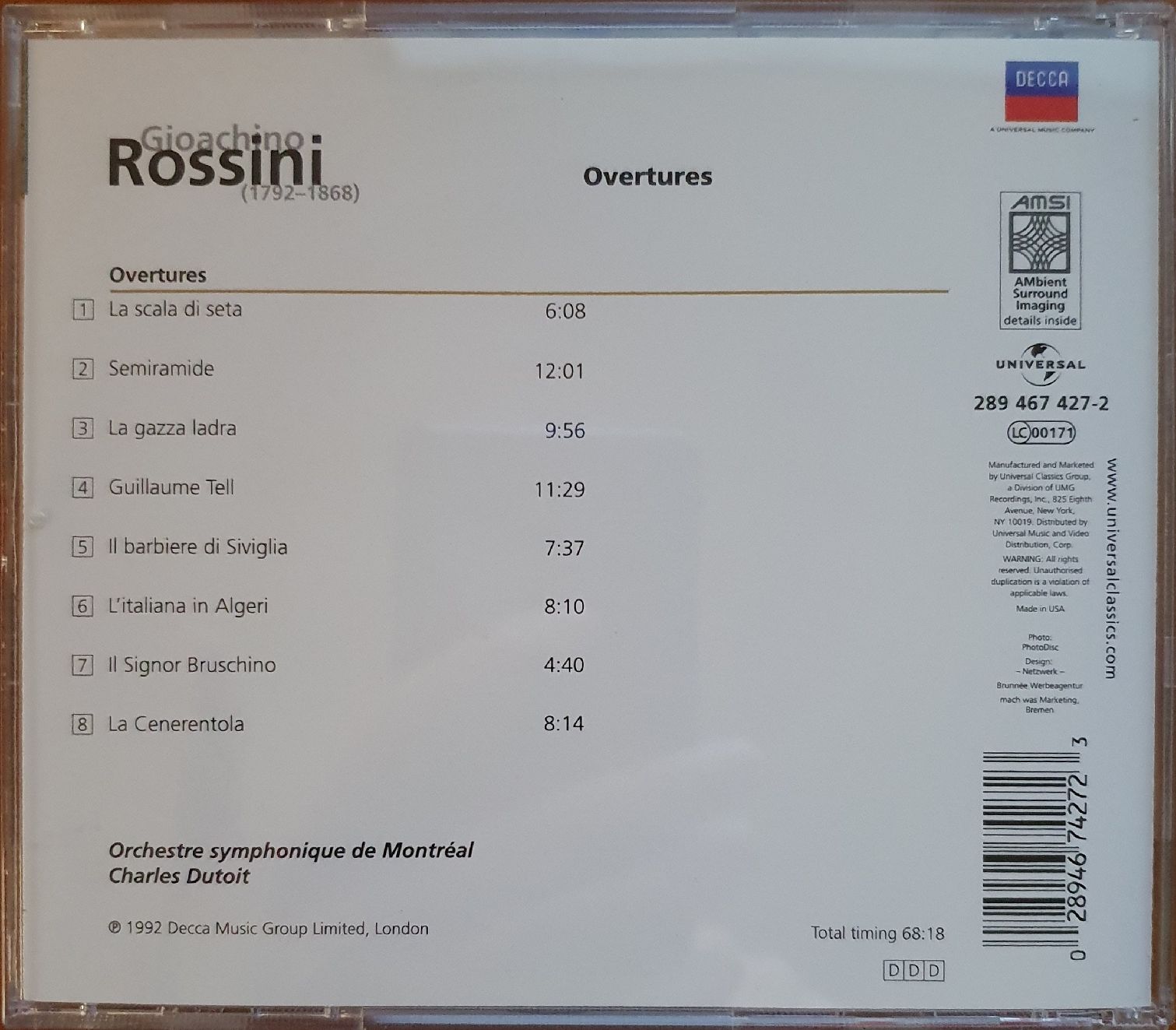 CD: Rossini - Ouvertüren, Charles Dutoit, CD - Klassik pur! – Usato da Zürich venduto da Philotimo 3