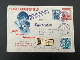 2.Öst. Ballon-Post-Flug 1949 spez. Stempel Rarität (G259)