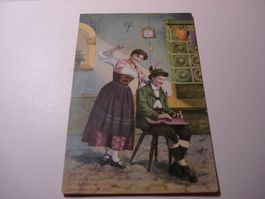 Kitschkarte "Auf der Alm", 1909, farbig, o Papiermühle (Bern