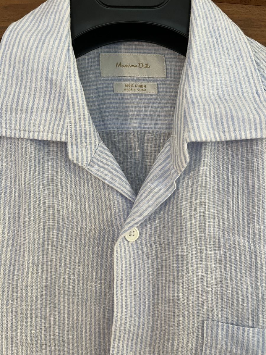 Massimo Dutti Hemden: Leinenhemd, weiss-blau gestreift, Gr. S, Massimo Dutti – Gebraucht aus St. Gallen von Gloom22