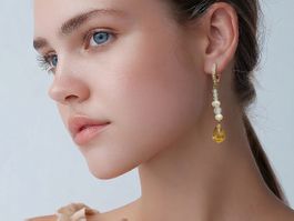 Citrin, Süsswasserperlen, Swarovski Ohrringe NEU