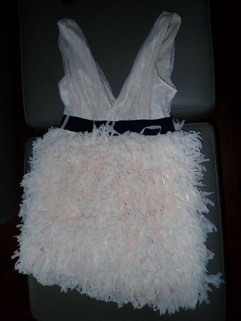 Elegantes Cocktailkleid Fransenkleid Rosé Gr. 40 Festkleid