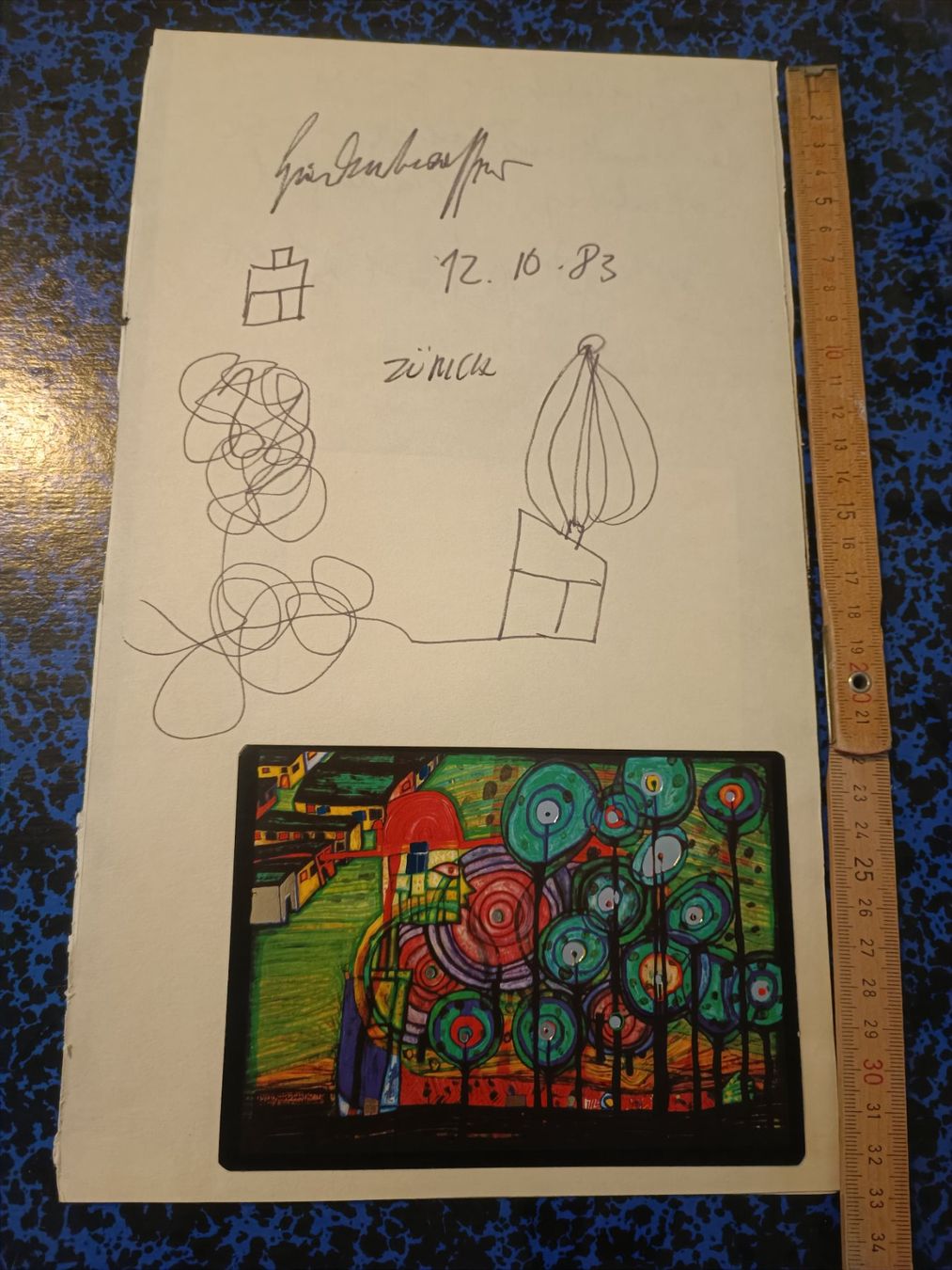 Dipinti: Friedensreich Hundertwasser - eigenhändige Zeichnung – Usato da Menziken venduto da Artographs