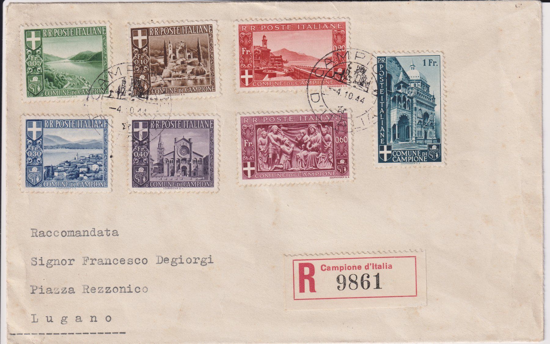 Tutti i francobolli: Satz-Brief Campione 1944 – Usato da Bellach venduto da qsearch