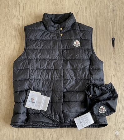 Moncler down vest blue quilted with pouch good condition