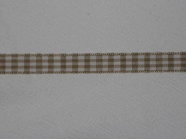 Nastri decorativi: Karoband Polyester taupe/weiss 1cm breit – Nuovo e nell'imballaggio originale da Füllinsdorf venduto da Schlupp 1